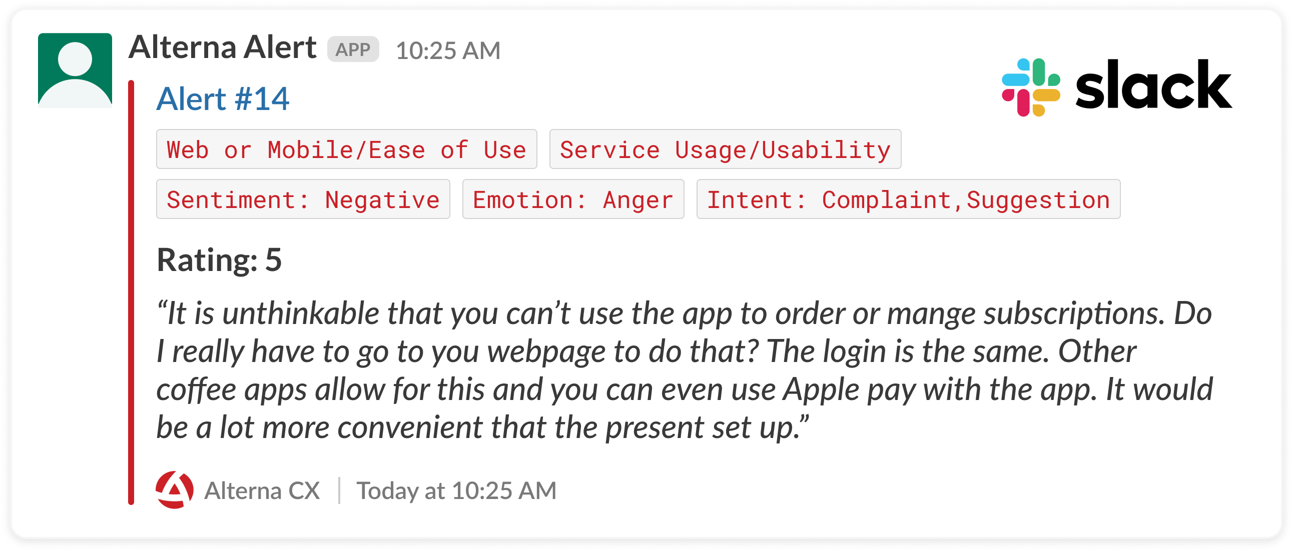 screenshot of Alterna CX